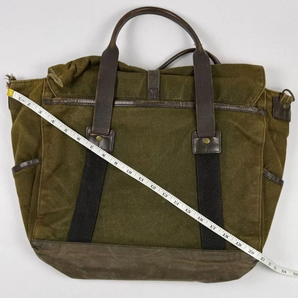 JACK SPADE Green Canvas Leather Weekend Laptop Work Bag Mens Unisex